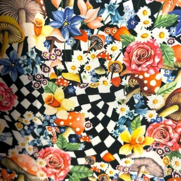 NWT For Love & Lemons Deidre Checkered Mushroom Print Cross Front Halter Top - Picture 9 of 10